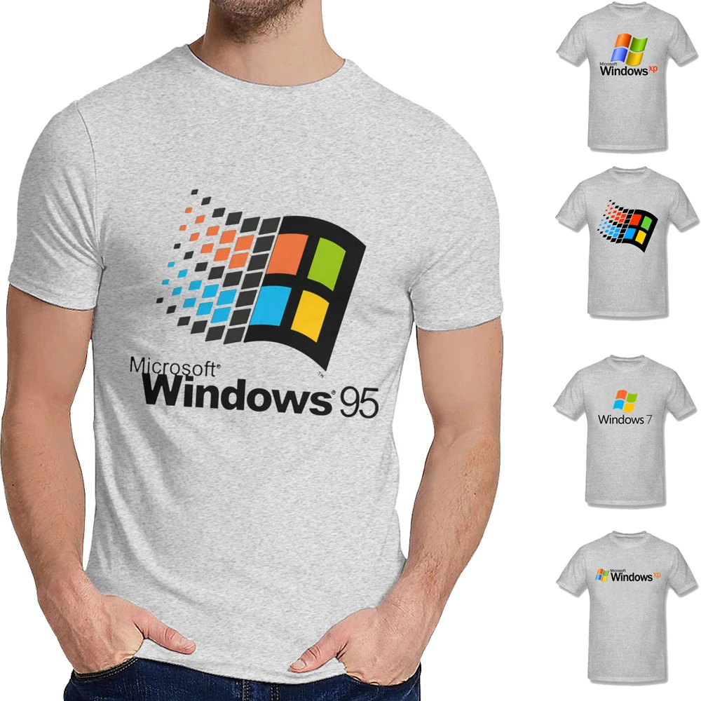 Винтажная Мужская футболка с Windows 95 Vaporwave хлопковая Футболка круглым вырезом windows