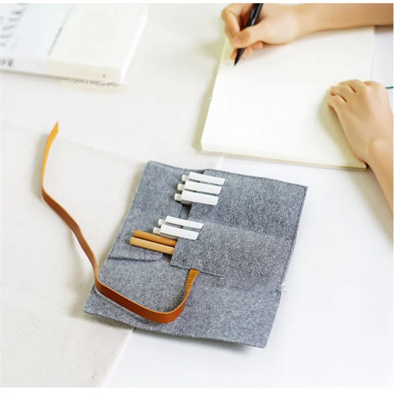 Портативный рулон школьный Карандаш Чехол войлочную ткань ручка сумка для