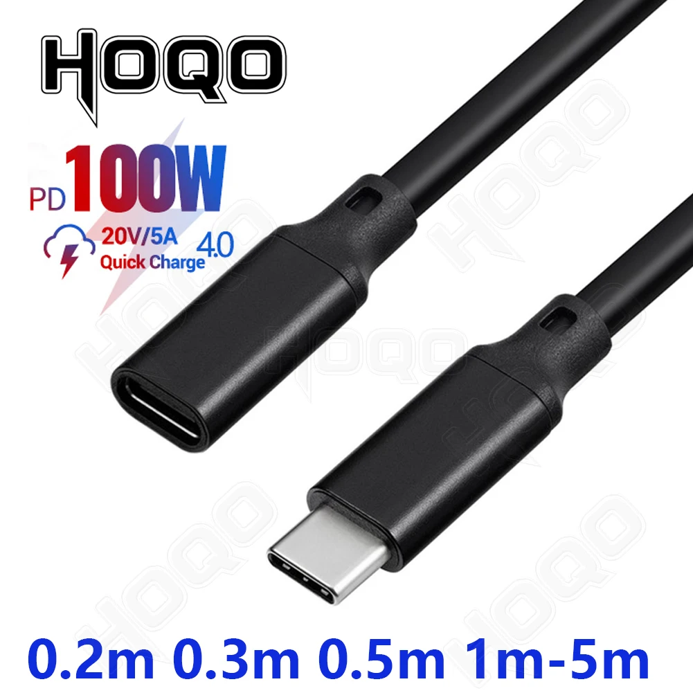 USB c extension cable,100W PD 5A 4k nindendo switch usb c cable flex type c male to female data clharging dock cord 1m 2m 3m 5m