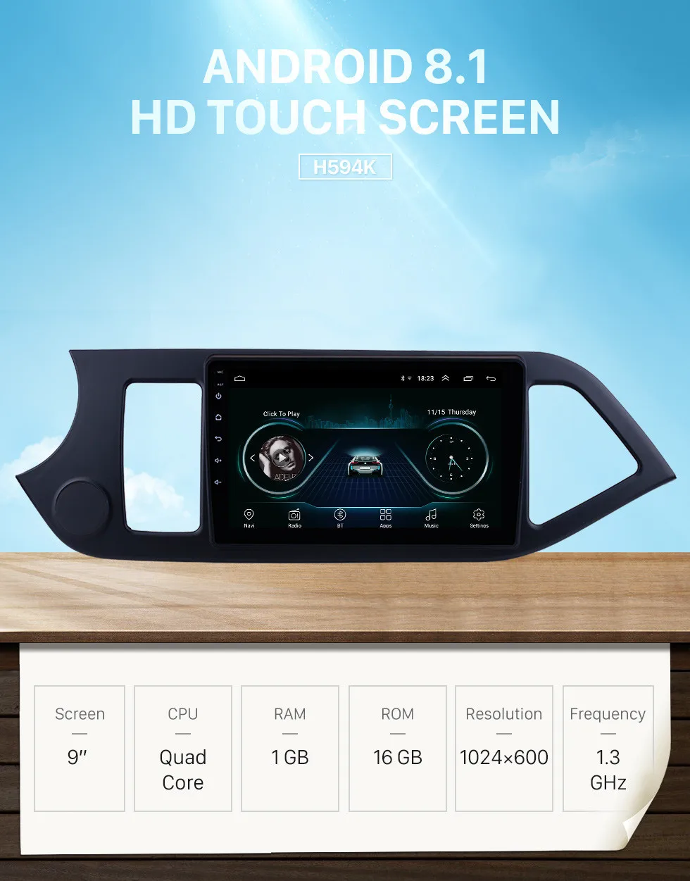 Seicane Android 8,1 " 2Din автомобиль радио для 2011 2012 2013 KIA PICANTO Утро gps навигации головное устройство AUX Wi-Fi 4-х ядерный 1080P