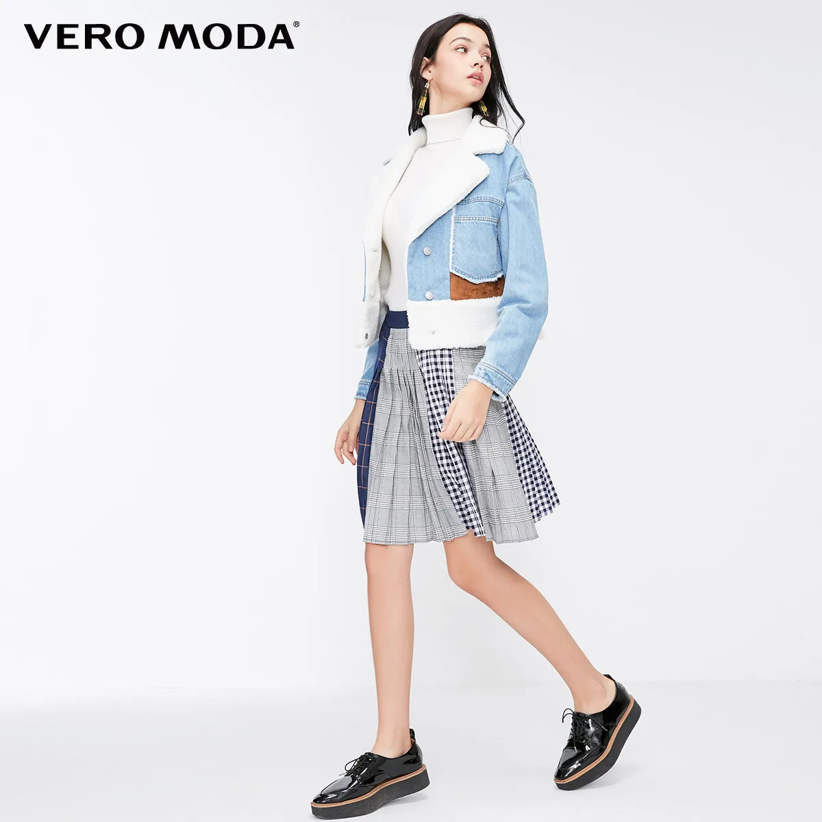Vero Moda Новые поступления уличный стиль плед Сращивание трапециевидной формы плиссированная юбка | 318337518