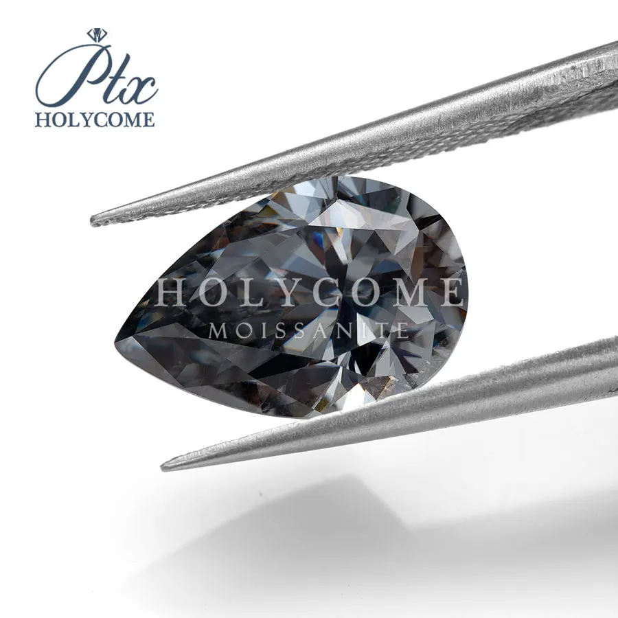 

9x13mm High quality Top Clarity Pear cut Grey moissanite gemstone for jewelry making 2020news accept customized free carving