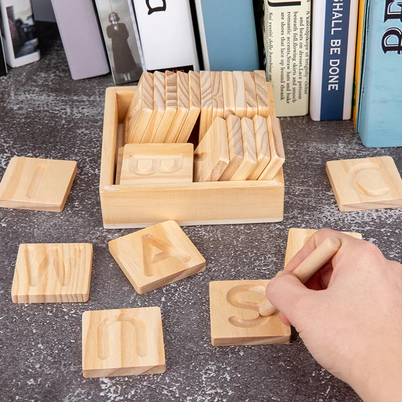 

Деревянные развивающие игрушки для детей, двусторонняя рифленая доска для каллиграфии, обучающая Геометрия английского алфавита для детей