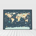 Морская жизнь, животное, Карта мира, картина, детский плакат, настенная живопись для детской комнаты, украшение для гостиной