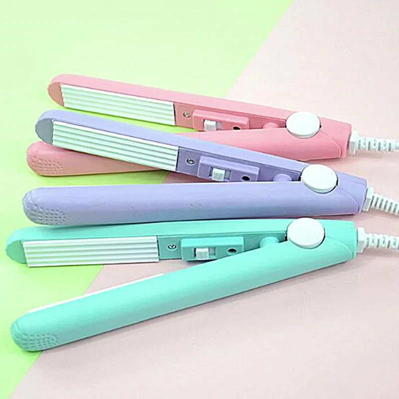 Мини выпрямитель плоский щипцы для завивки керамический розовый гофрированная