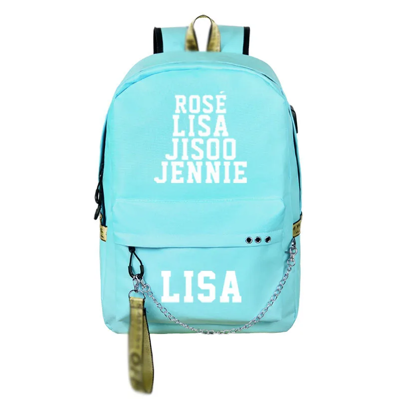 SBA12770205 BlackPink Rose Lisa JENNIE USB Рюкзак Школьные сумки черный розовый Mochila дорожные сумки для ноутбука наушники USB порт - Цвет: SBA12770205