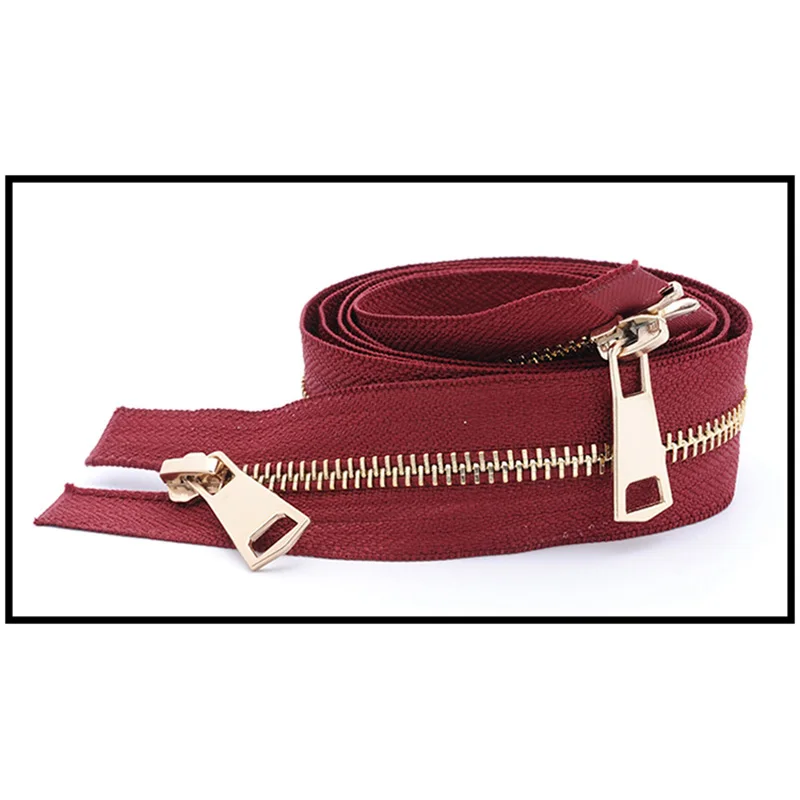 gold-wine red Meetee 120 см 5# Металлические молнии двойной слайдер открытый конец молнии DIY Швейные Инструменты пуховик пальто одежда портной ремонт аксессуары - Цвет: gold-wine red