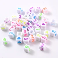100pcslot mixed square digital symbol acrylic beads 7mm alphabet cube loose spacer beads for jewelry making diy bracelet