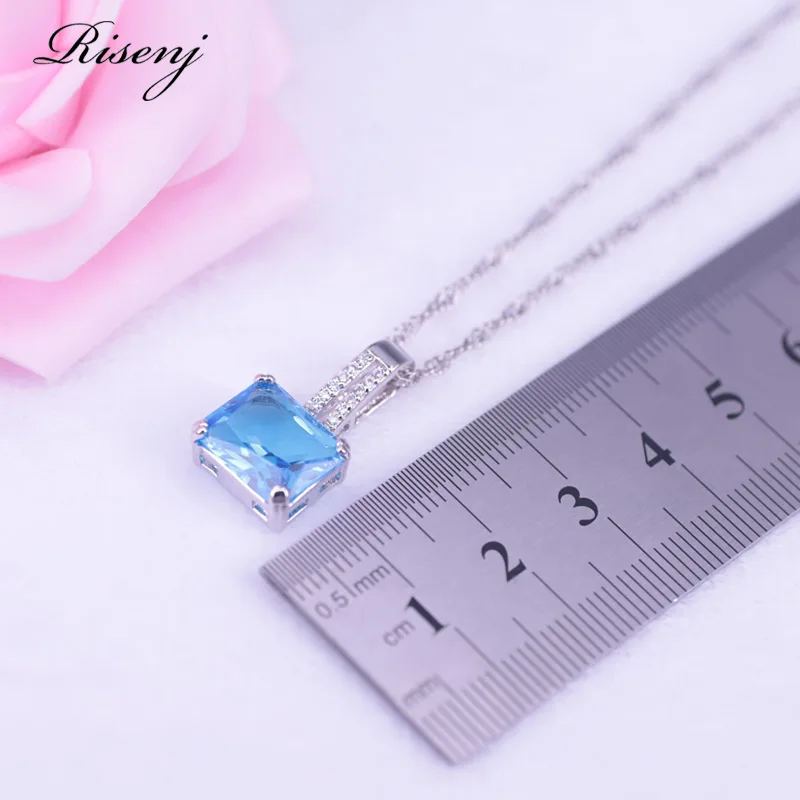 Акция в дубайском стиле Серебряный цвет квадрат Небесно-Голубой CZ &amp кольцо с