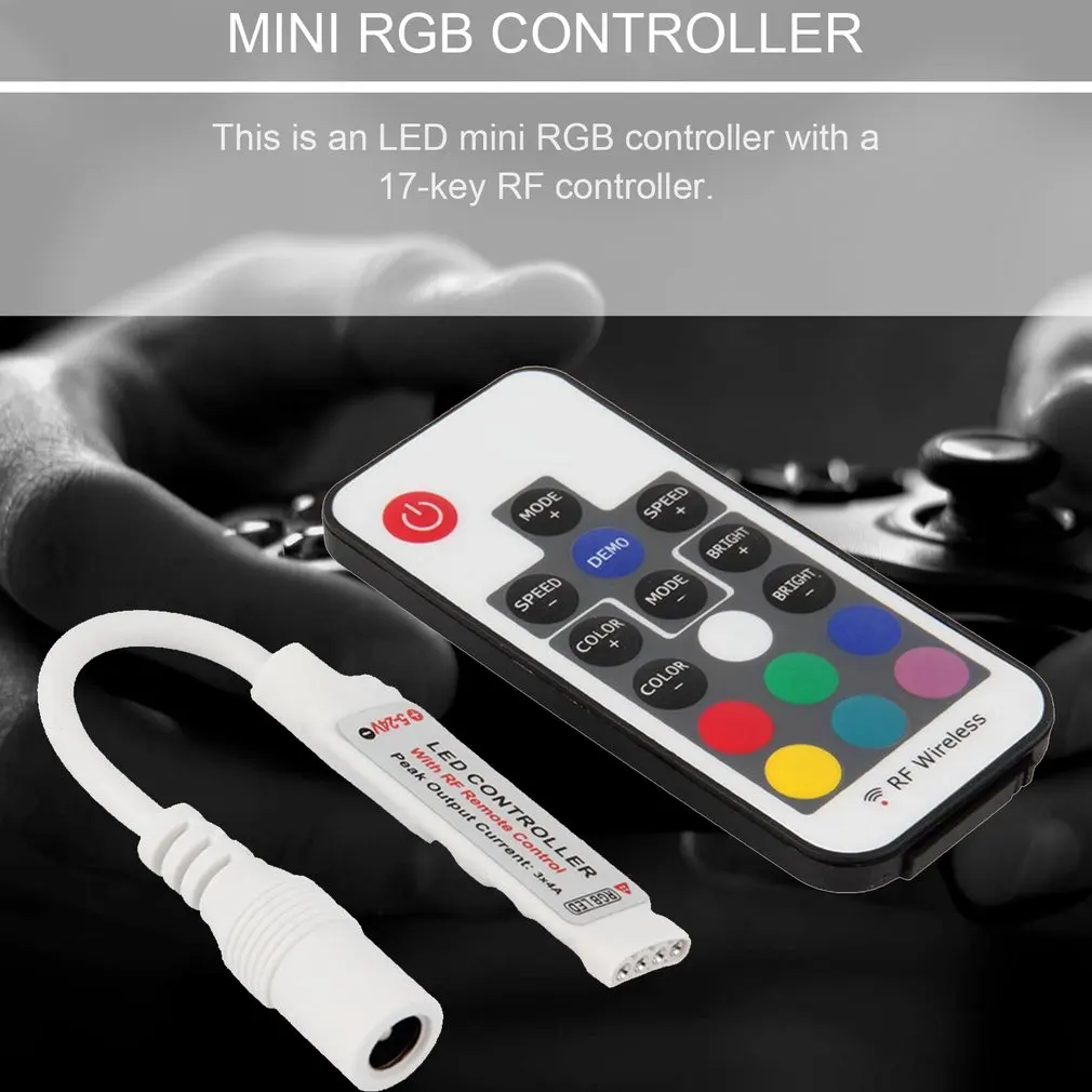 

17 Keys Mini Wireless RGB Led Controller Dimmer DC 12V RF Remote Light Strip Controller For RGB RGBW 3528 5050 LED Strip
