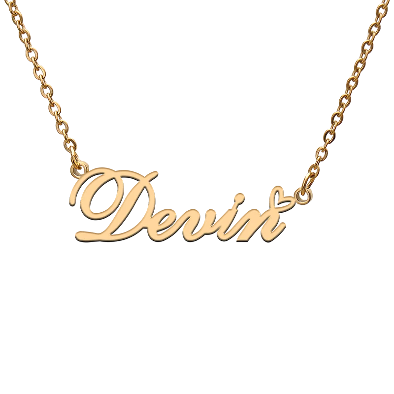 

God with Love Heart Personalized Character Necklace with Name Devin for Best Friend Jewelry Gift