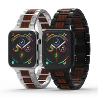 new design wooden stainless steel strap for apple watch bracelet strap adapter for iwatch 6 se 5 4 3 2 1 series accessories