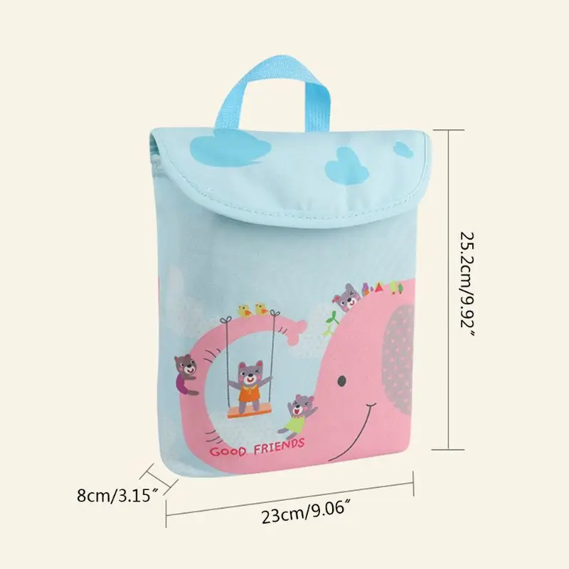 

Double Layer Infant Diapers Storage Bag Cartoon Printed Waterproof Portable Reusable Nappies Organizer