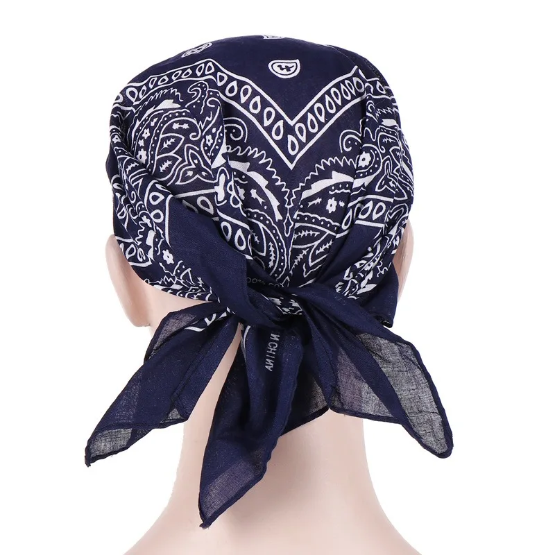 

Bandana Turban Square Scarf Hat Boho Paisley Floral Tie Knot Back Cotton Baseball Cap Adjustable Women Headscarf Sun Visor Hat