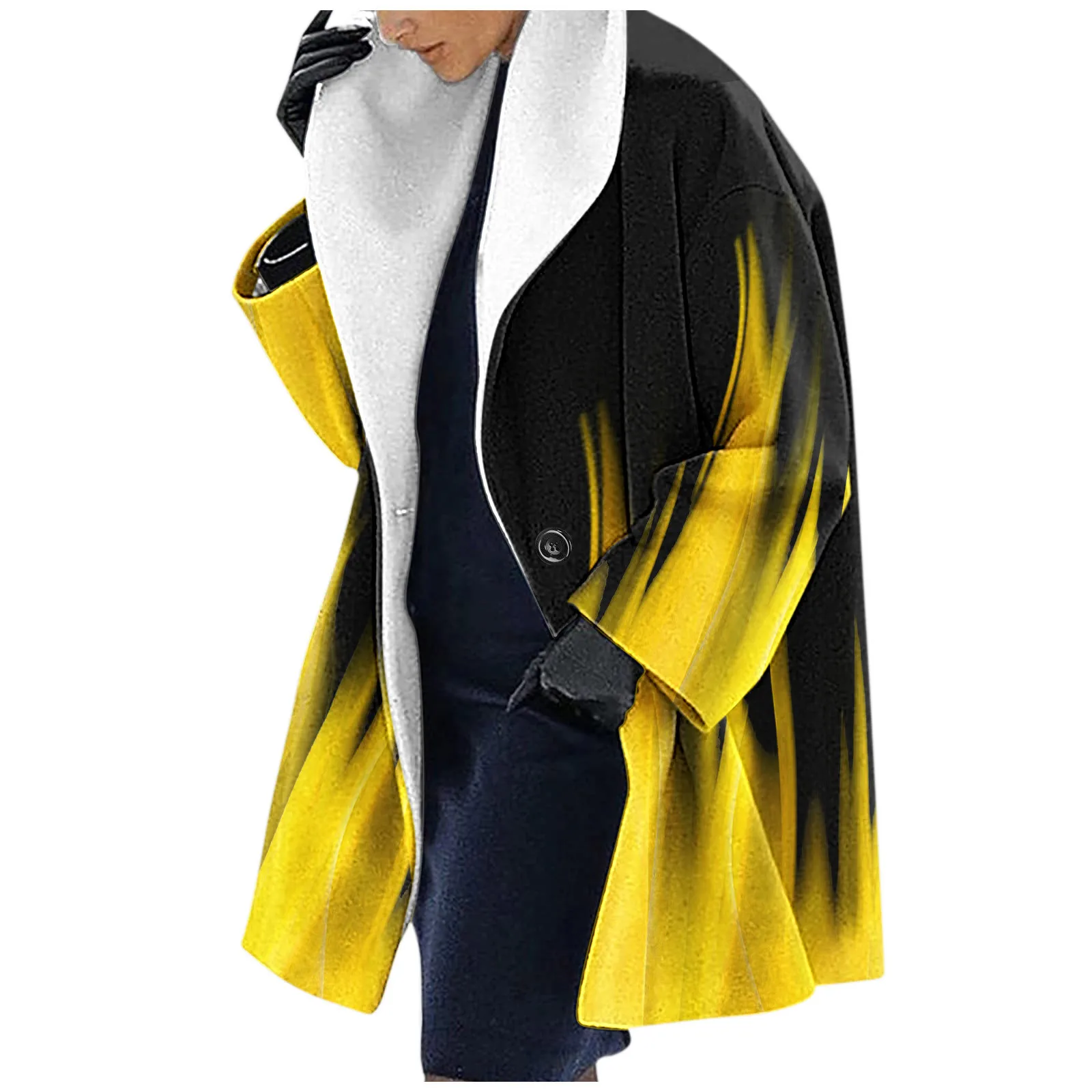 

Womens Fashion Winter Wool Coats Long Sleeve Open Cardigan Gradient Color Casual Wool Coat Ladies Warm Slim Long Overcoat