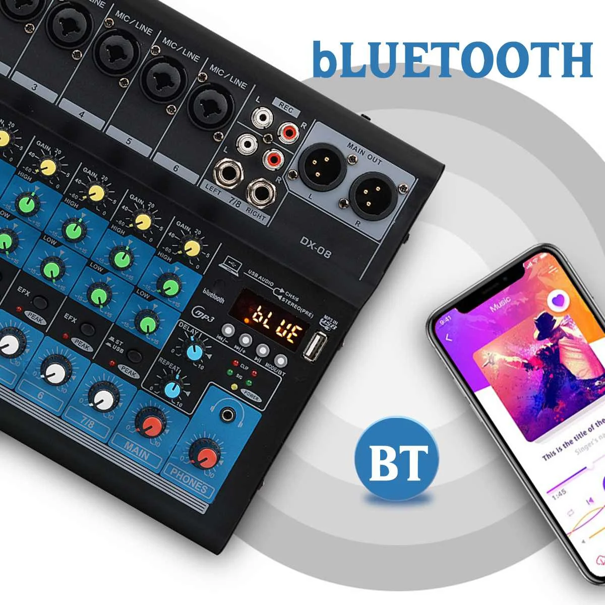 Портативный аудио микшер с bluetooth USB DJ звуковая микшерная консоль MP3 Разъем 8