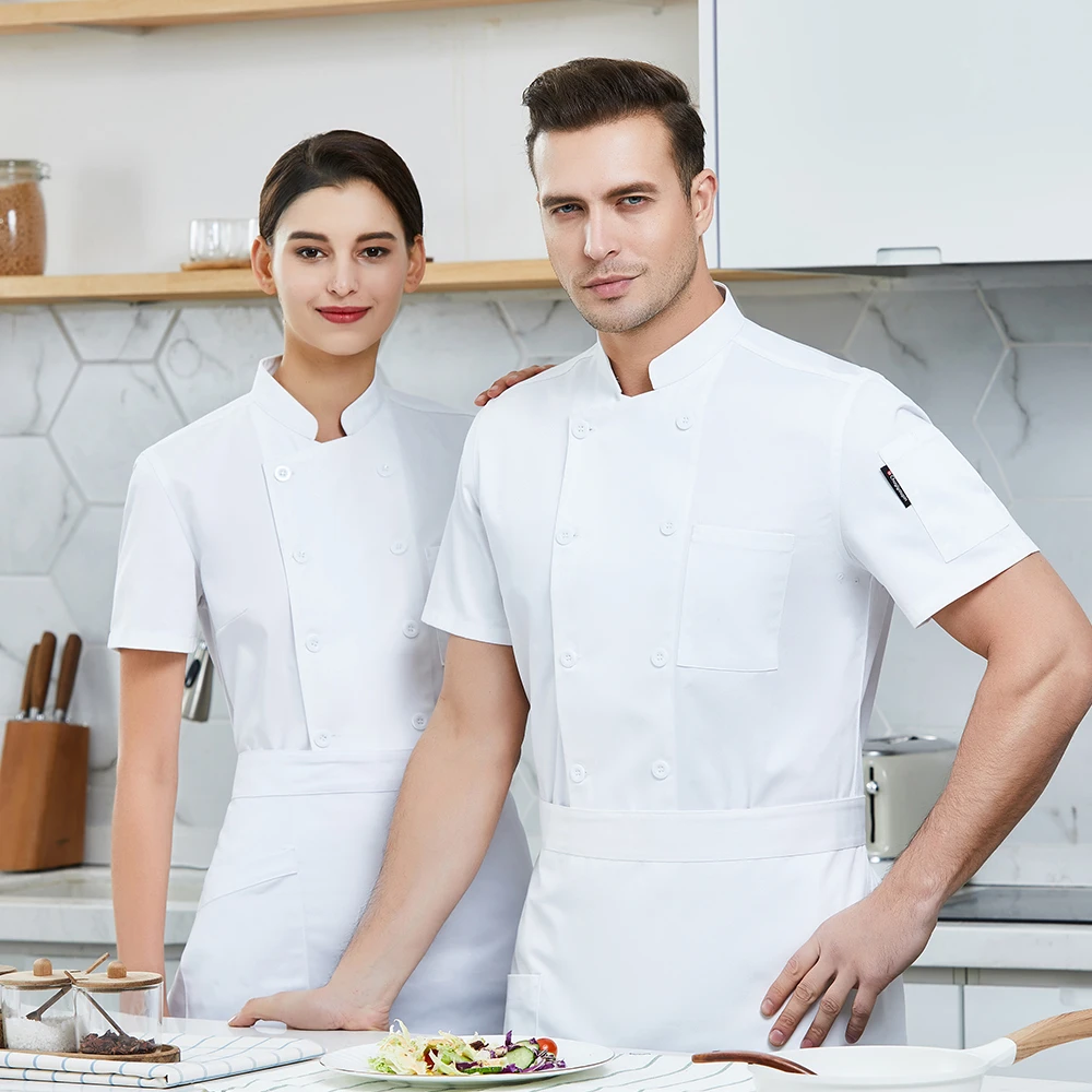 Белая куртка шеф повара мужская и женская одежда для готовки шляпа фартук костюм