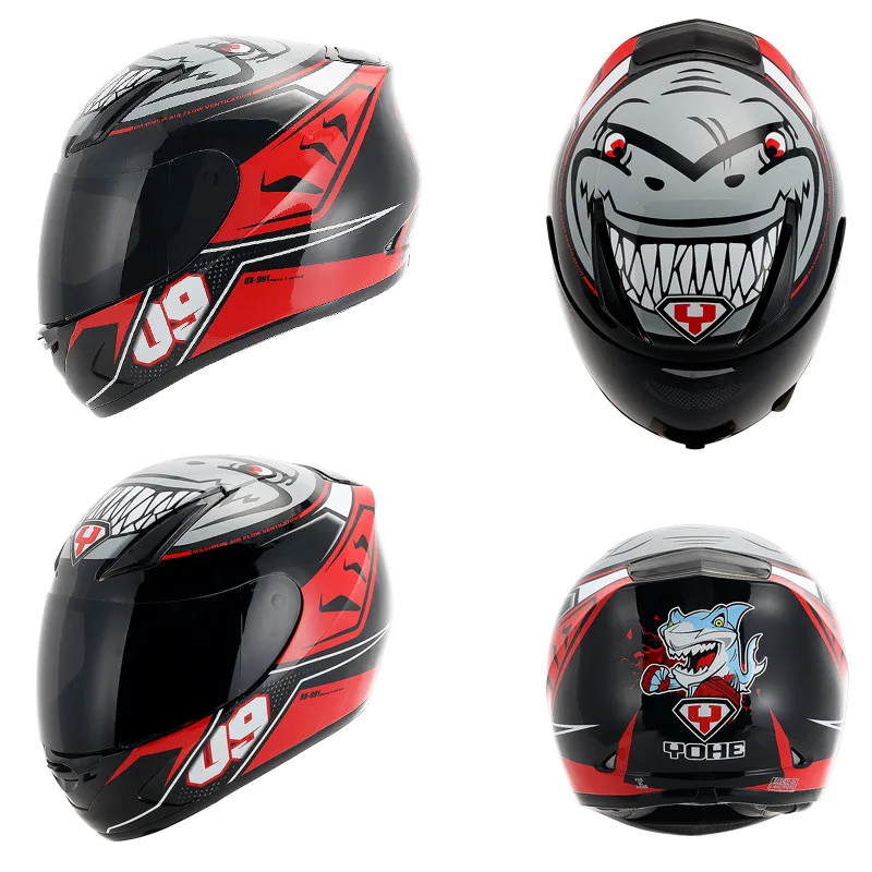 New ECE Certification YOHE Full Face Motorcycle Helmet Cross-country Moto Running helmets with PC Lens visor made of ABS - Цвет: 4