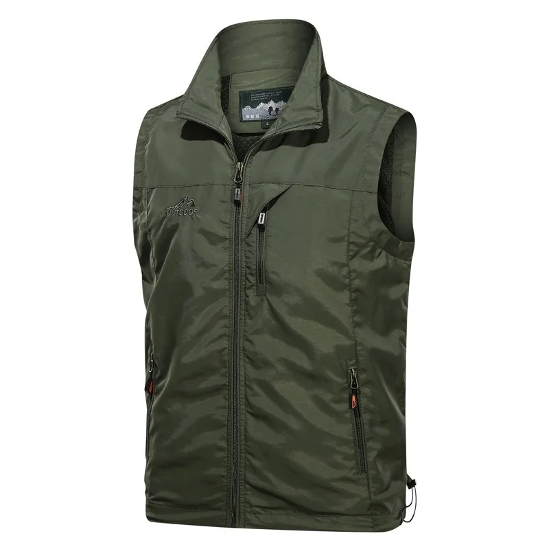 

Spring Streetwear Zipper Men Jackets Simple Oversized Vest Men Solid Color Casual Stand Collar Waterproof Men's Jacket