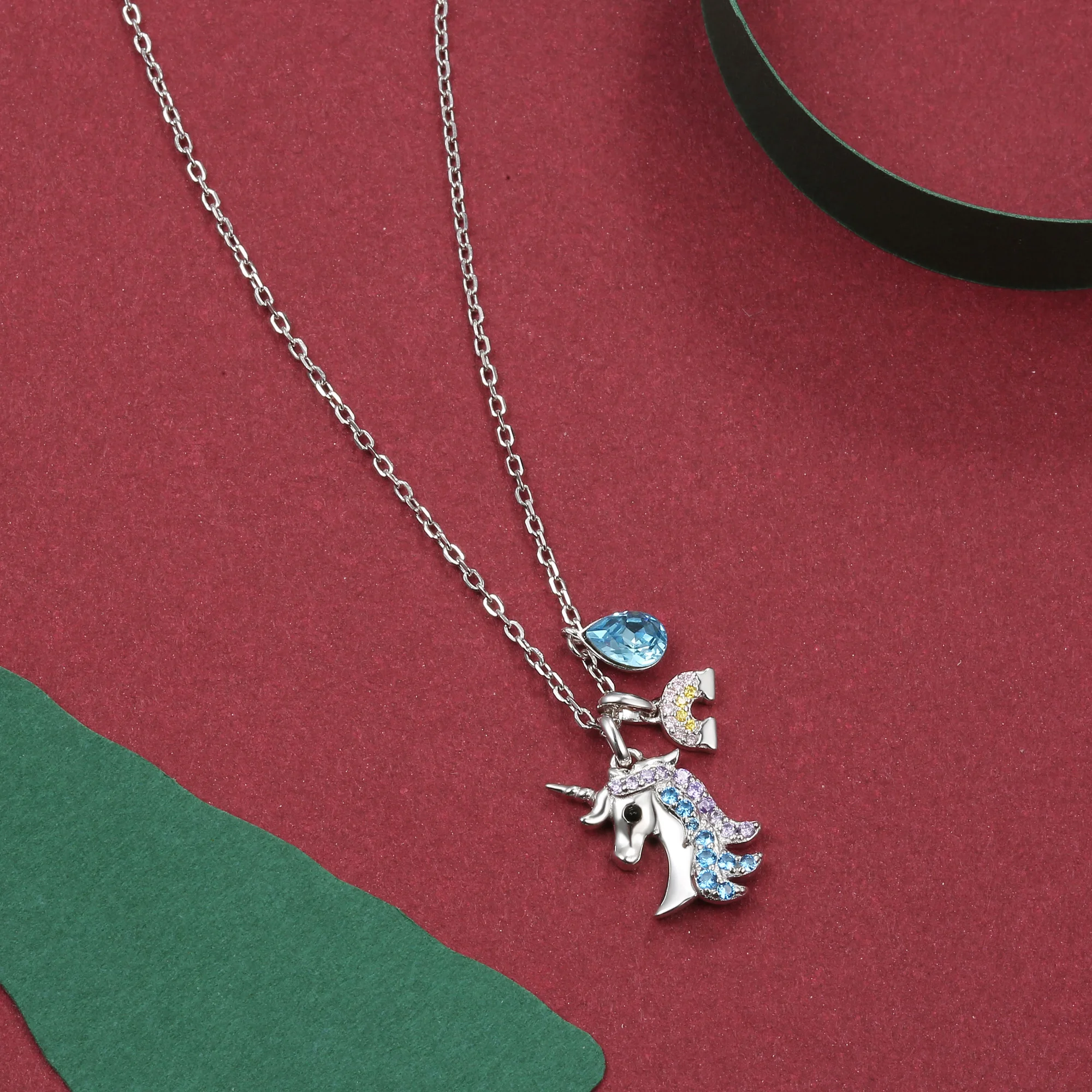 

Cute Unicorn Pendant Necklace With LEKANI Crystals From Swarovski Necklace for Women Birthday Gifts Party Fashion Fine Jewelry