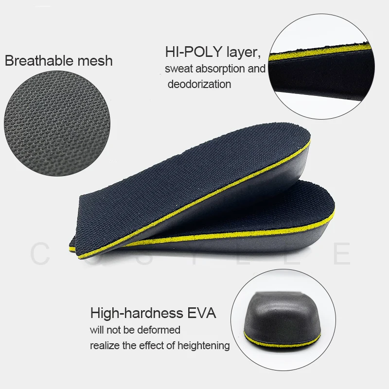 Height Increase Insoles 1 Pair Half Insole Hard Breathable Heel Lifting Inserts Shoe Lifts Shoe Pads Sports Pad for Unisex