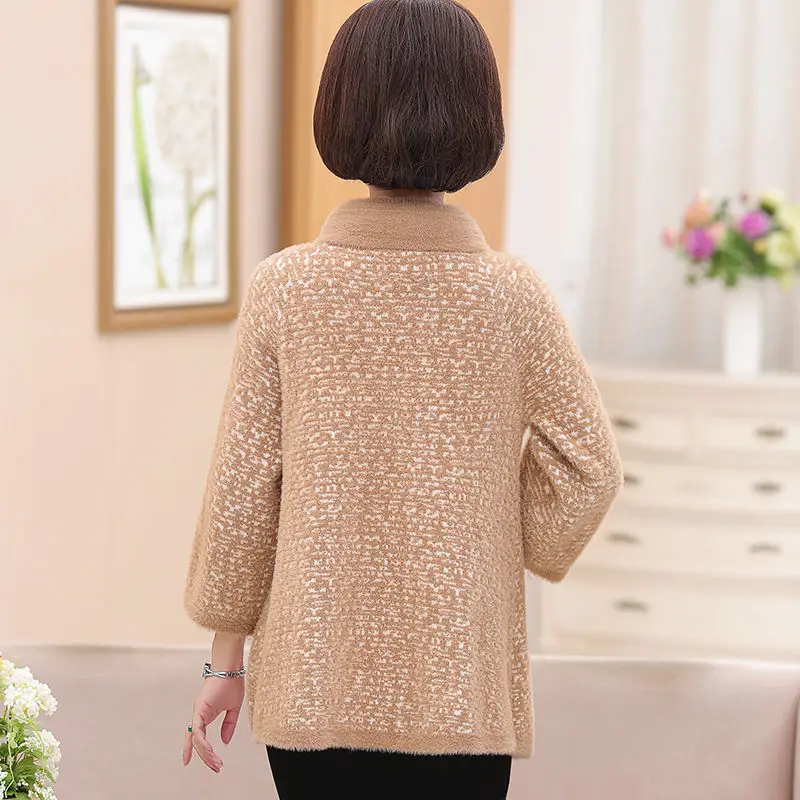 Женское повседневное пальто из искусственного меха норки трикотажная теплая