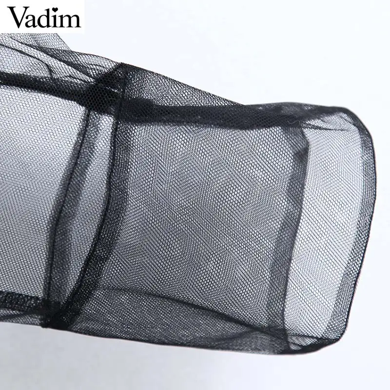Vadim, Женская шикарная негабаритная прозрачная Длинная блузка, Повседневная рубашка с длинным рукавом, женские стильные сетчатые однотонные топы, блузы LB656