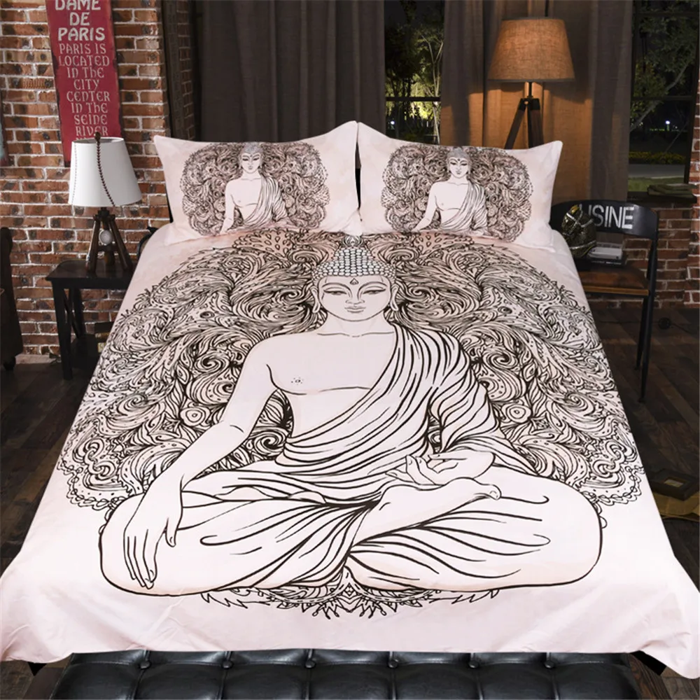 Indian Mandala Buddha Series Bedding Set Buddhist Flash Golden Statue Design Home Bedroom Decoration | Дом и сад