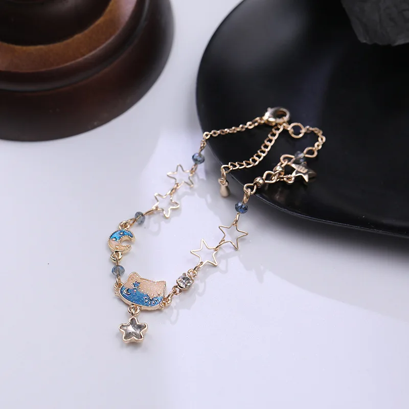 

Cute cat creative bracelet, Star, moon matching bracelet for fashionable women, friend gift, 2020 new