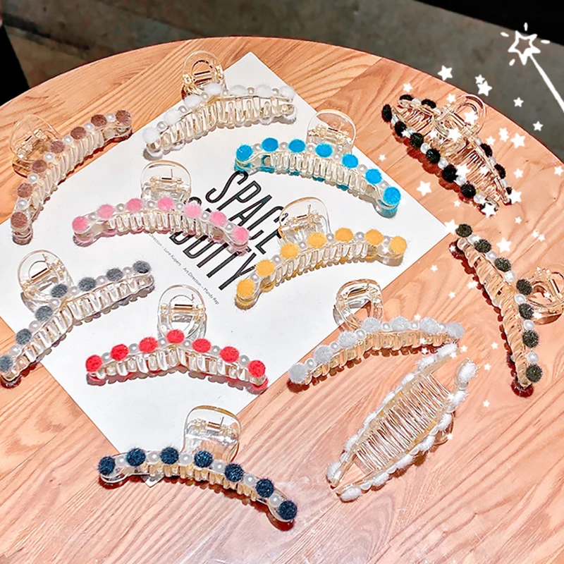 12 видов стилей жемчуг и меховыми помпонами Заколка для волос когти с