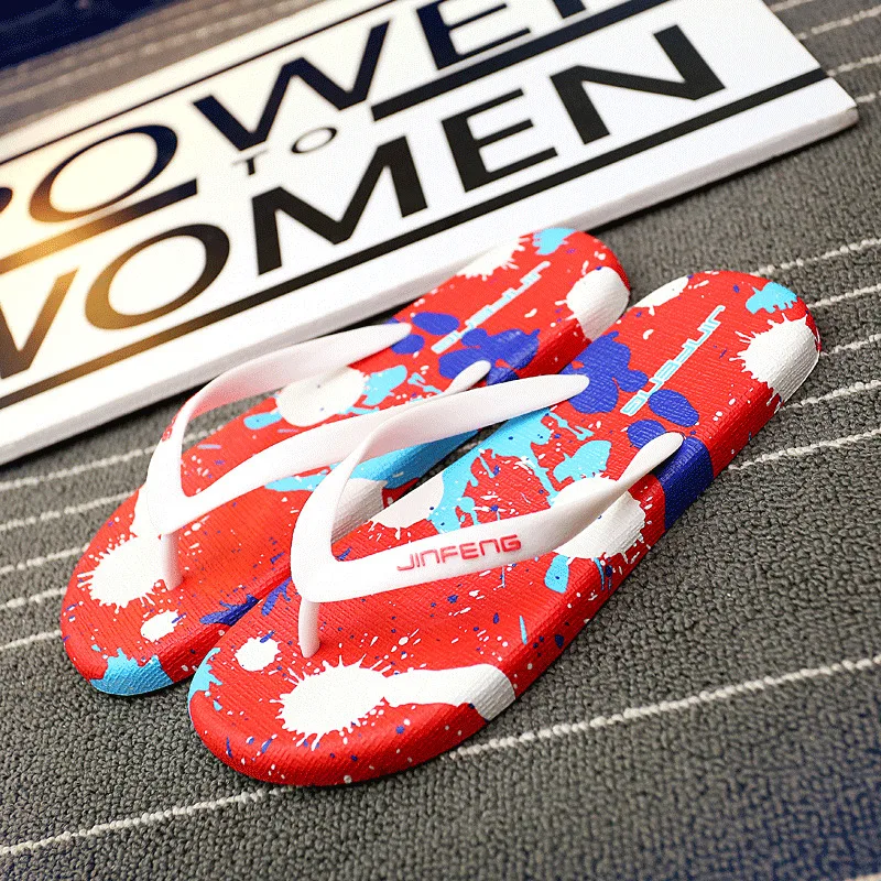 Летние мужские вьетнамки с граффити Большие размеры Мужские шлепанцы горячая