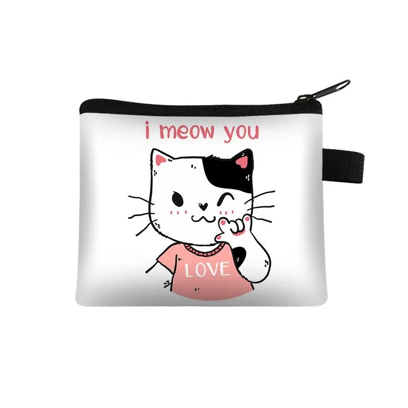 

Cute Animal Print Children's Zero Wallet Student Portable Card Bag Coin Key Storage Bag Polyester Hand Bag Coin Purse Pochette