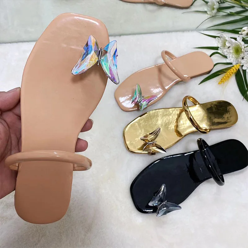

Women Sexy Slippers Outdoor Woman Casual Butterfly Ladies Flats Fashion New 2021 Clip Toe Summer Sandals Slides Beach Flip Flop