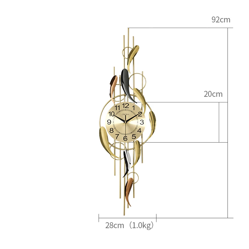 

Brass Quarz Wall Clock Nordic Design Living Room Creative Digital Wall Clock Silent Luxury Orologio Da Parete Home Decor 50WC