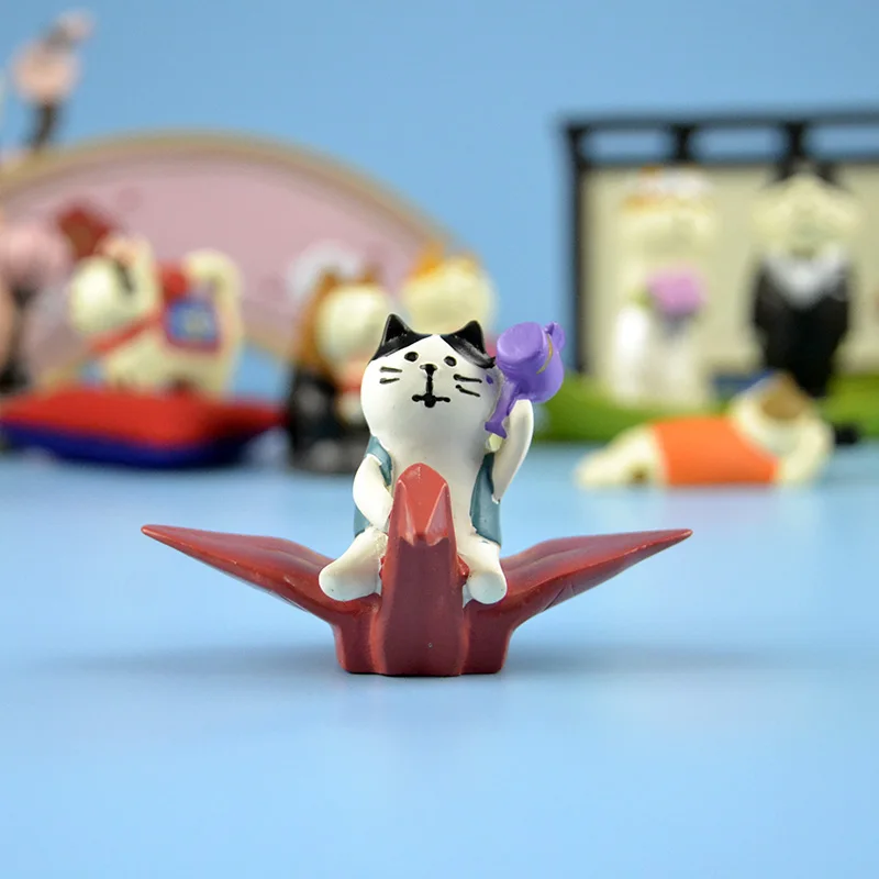 Японский каваи мультфильм Maneki neko талисман Шиба ину кролик Королевское свадебное украшение семья вечерние sakura экран миниатюрная фигурка - Цвет: cat Paper Crane