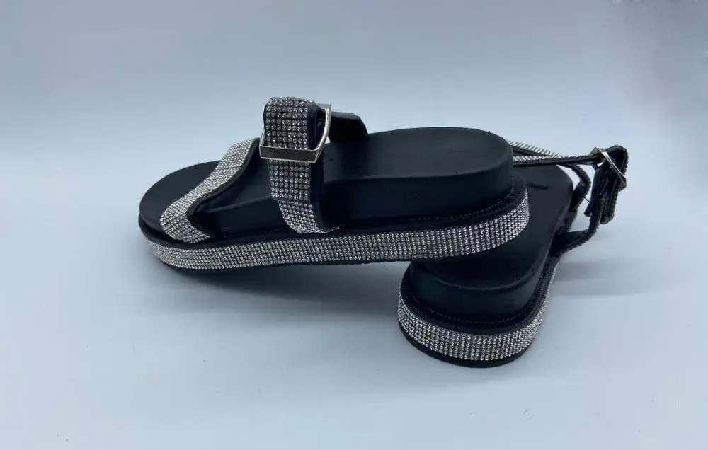 Модные женские пляжные сандалии на высоком каблуке и платформе блестящие со