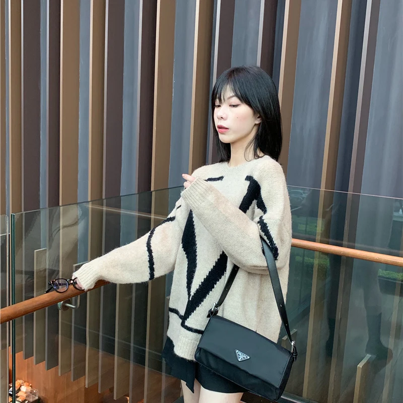 Autumn winter fashion casual women sweater 2020 new cashmere thick loose letter round neck pullover knitted BF59 | Женская одежда