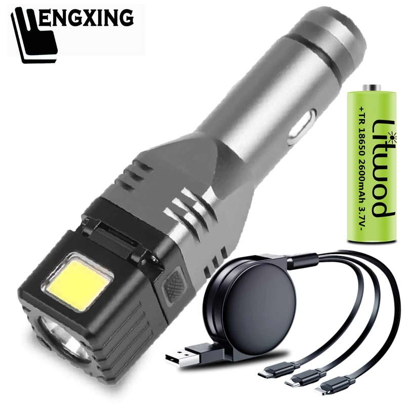 

Bulb Torch Built in Rechargeable Battery Lantern High Quality Aluminum Car Charger Led Flashlight XP-G Q5 COB Emergency Lighting