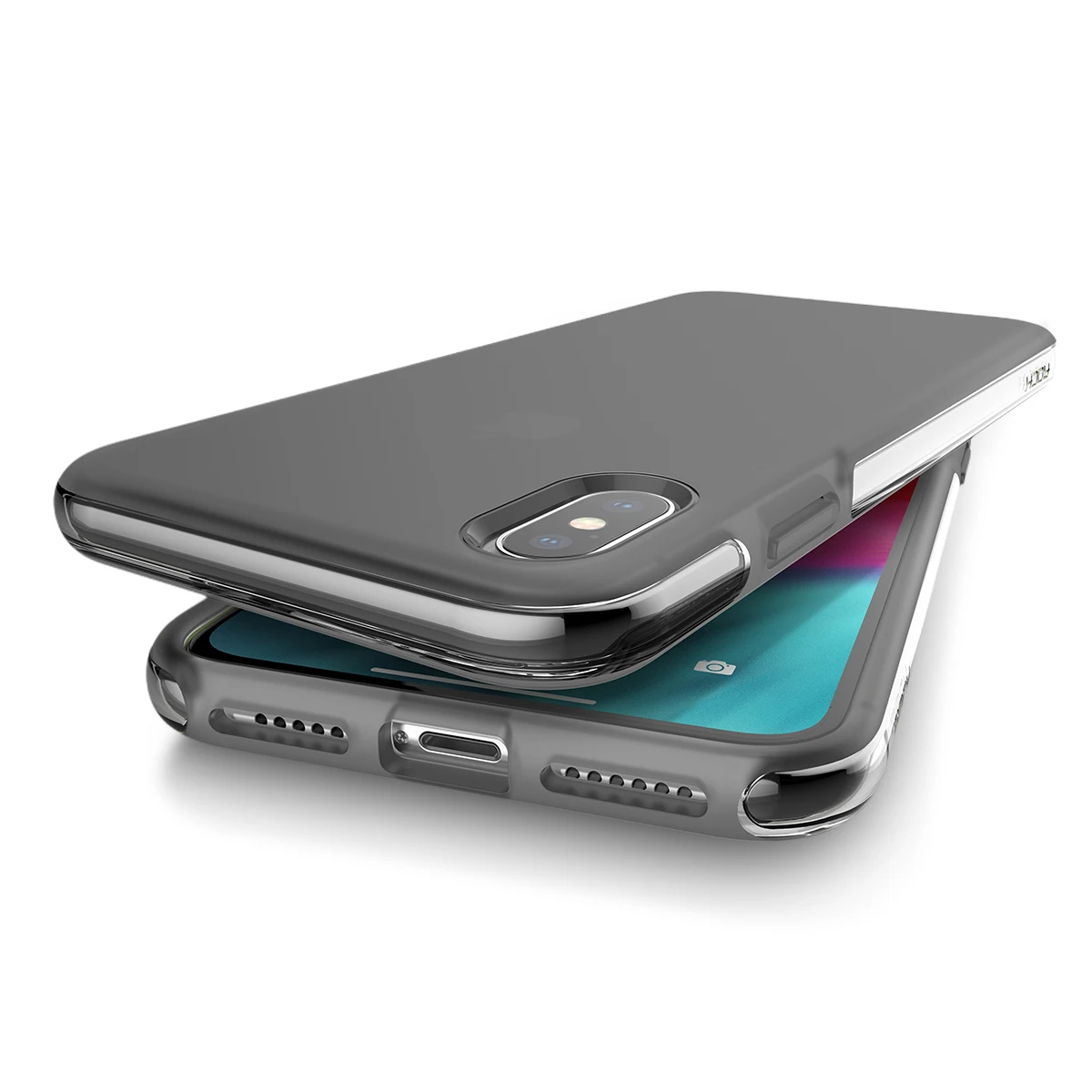 Transparent Black Противоударный чехол ROCK для iPhone XS Max, сверхмощный защитный чехол для iPhone XS XR X, матовый чехол, адсорбция - Цвет: Transparent Black