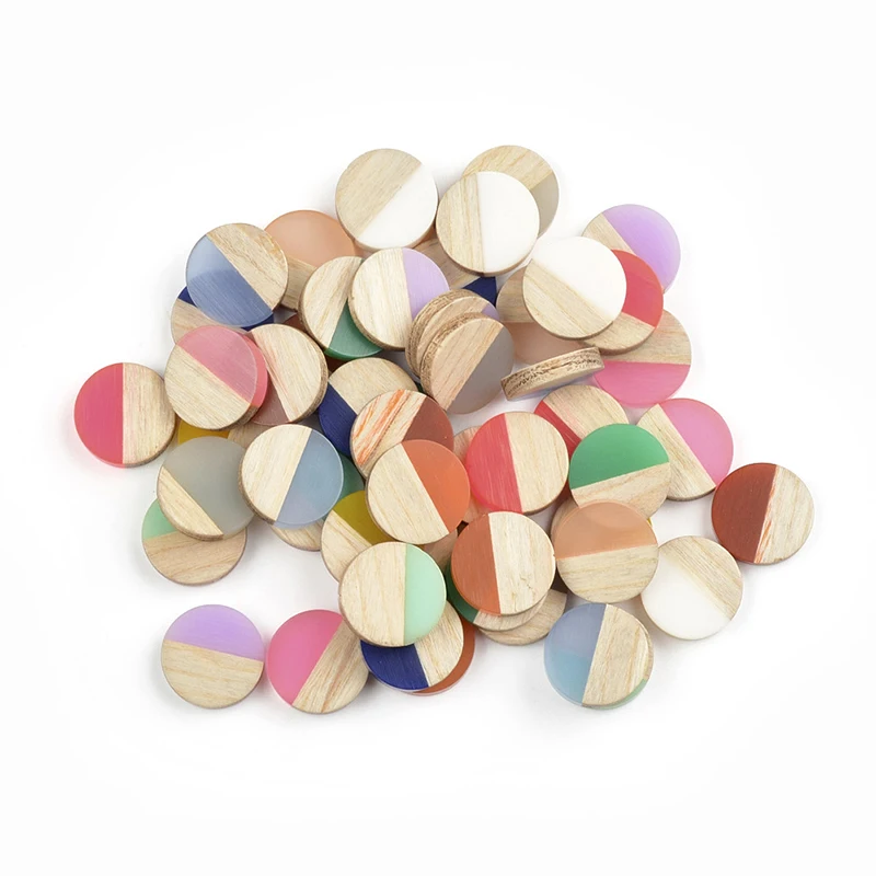 

20PCS Square Round Star Heart Jewelry Accessories Natural Wood Resin Stick Shape DIY Earrings Making Hand Made Earring Findings