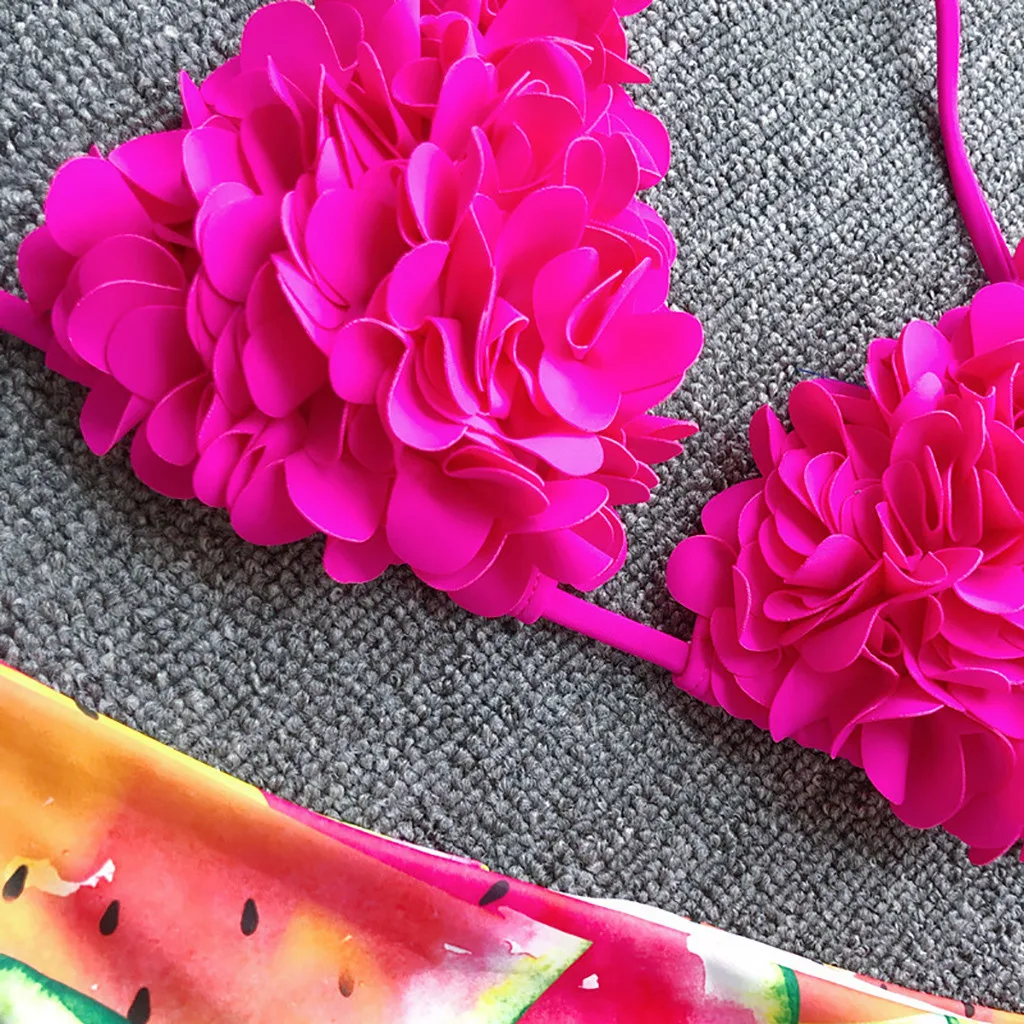 

Women's Sexy Bikini Solid Set Tassel Push Up Swimsuit Two Piece Brazilian Bikini Filled Print Bandage Swimwear Beachwear X0324