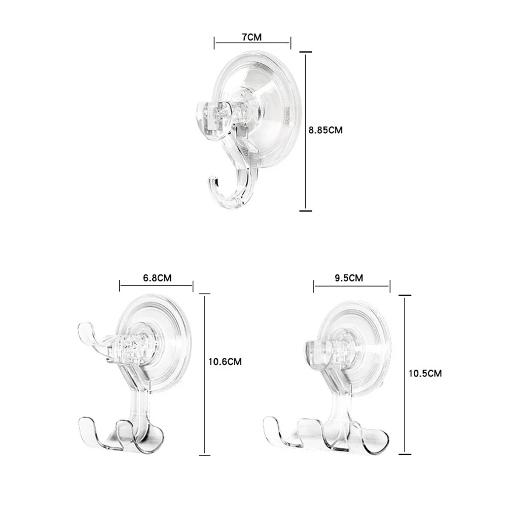 

3pcs Hanger Hook Suction Cup Adhesive Wall Vacuum Sucker Heavy Bathroom Transparentload Rack Stainless Steel Transparent