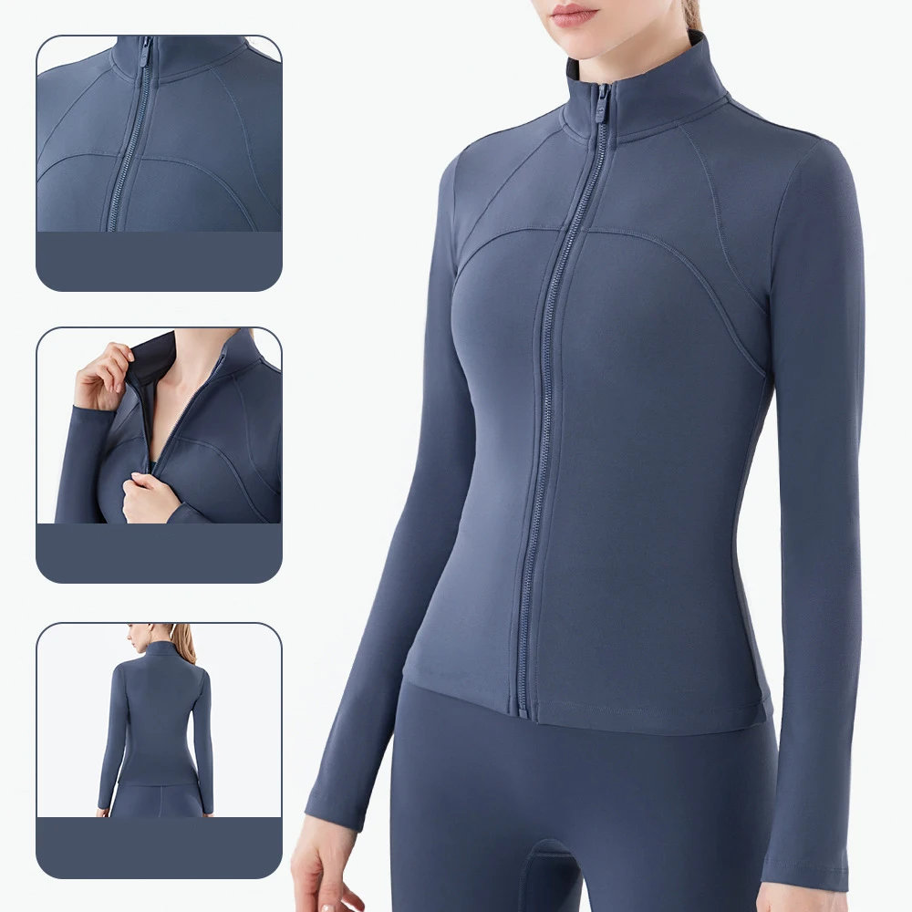 

Long Sleeve Sports Jacket Women Zip Fitness Yoga Shirt Winter Warm Gym Top Activewear Running Coats Workout Clothes Woman