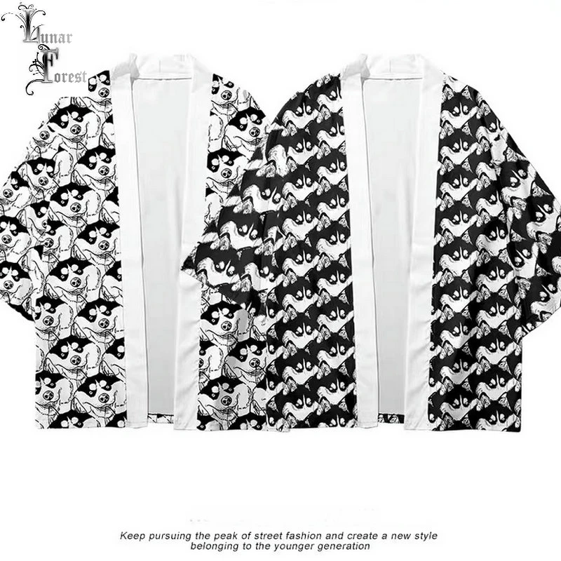 

Funny Husky Cardigan Japanese Kimono Haori Yukata Women/Men kimono Summer Shirt Short Sleeve Streetwear Loose
