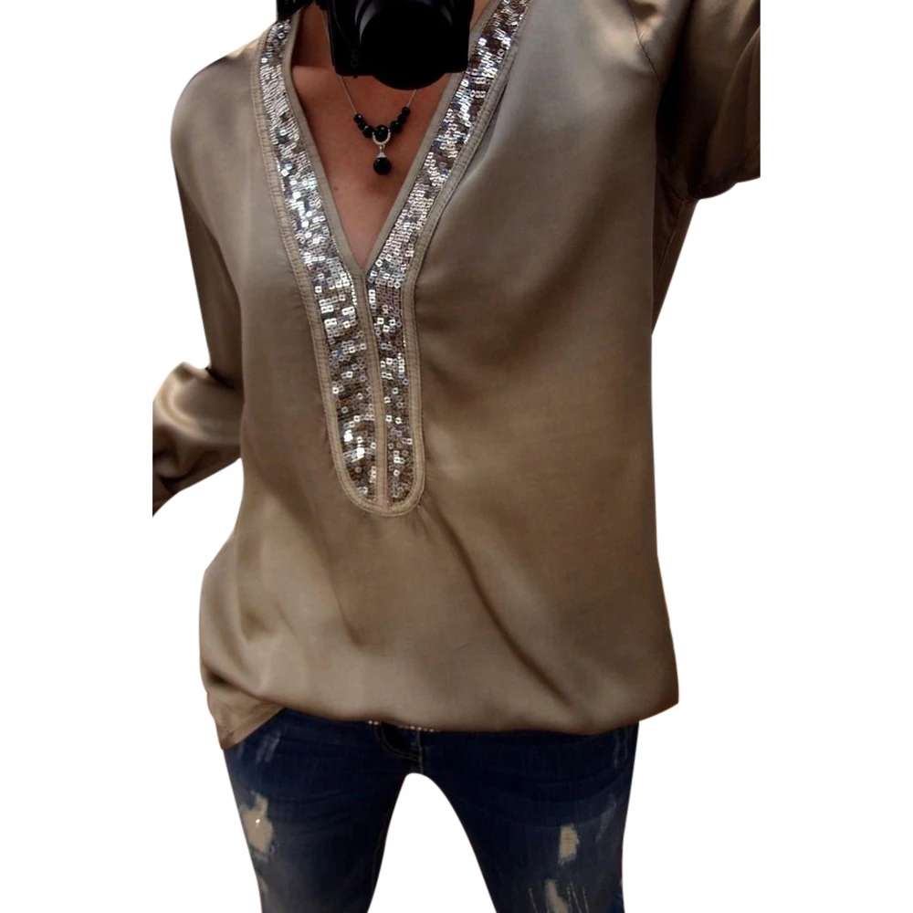 Женская однотонная свободная облегающая Повседневная футболка с v образным