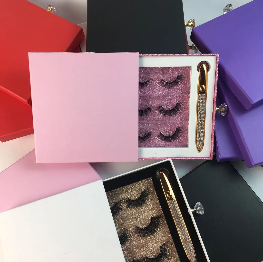 

Makeup Eyelash Boxes Wholesale False Eyelashes Box Package Fit Eyeliner Glue Lash Cases Packaging Lashes Box Case Bulk Items