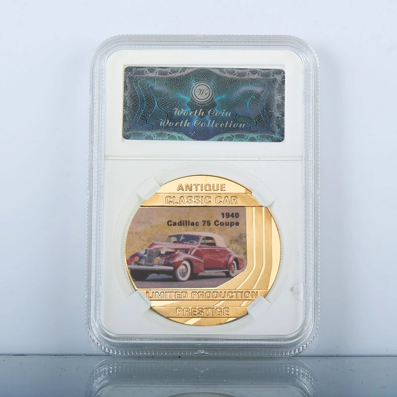 Design 5 in Case Классические винтажные автомобили Позолоченные памятные монеты металлические монеты с защитным корпусом коробка держатель Бизнес подарок для мужчин - Цвет: Design 5 in Case