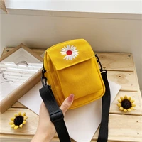 mini women shoulder bag summer daisy small handbags casual canvas girls handbag zipper messenger bags coin holder purse