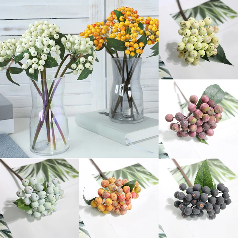 

1Pcs Artificial Flowers Berry Bunch Weeding Decoration Flower Arrangement Accessories Home Decor Simulation Berry