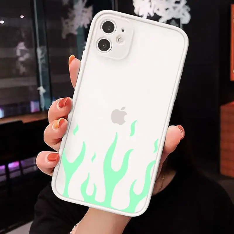 

Flame fire pattern Phone Cases matte transparent For iphone 7 8 11 12 plus mini x xs xr pro max cover